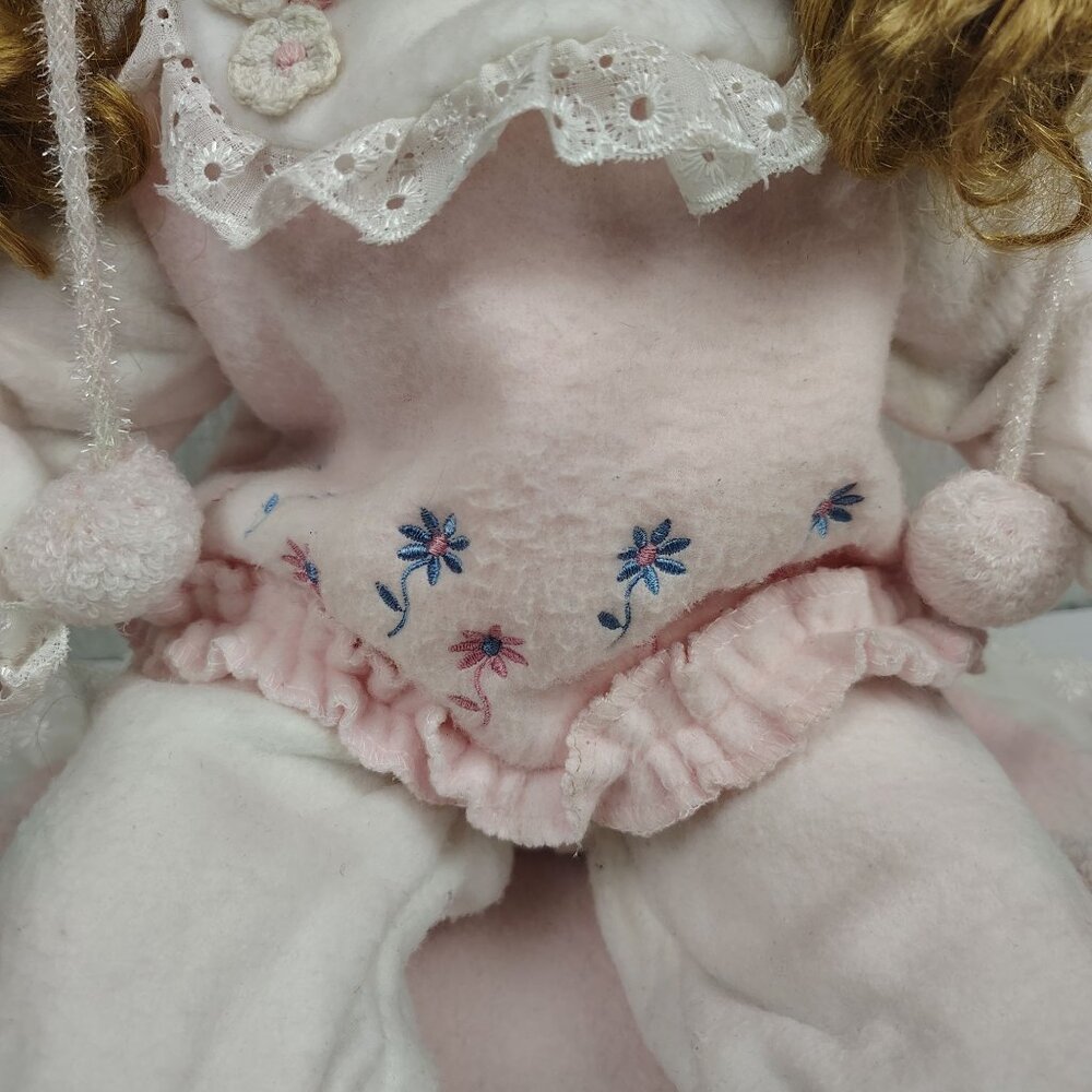 Vintage Porcelain Doll Wintac Enterprise Co. Baby Girl Blond Pink Dog - Picture 7 of 16